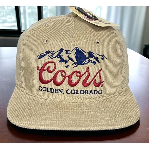 Coors Beer Khaki Corduroy Snapback Golden Colorado Banquet Trucker Hat Cap New - Picture 2 of 15